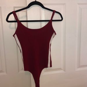 Red Body Suit with White Stripes